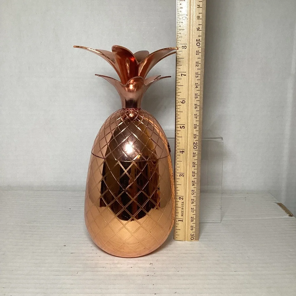 Copper Pineapple Cocktail Shaker Tumbler 2-Piece Tiki Barware 8